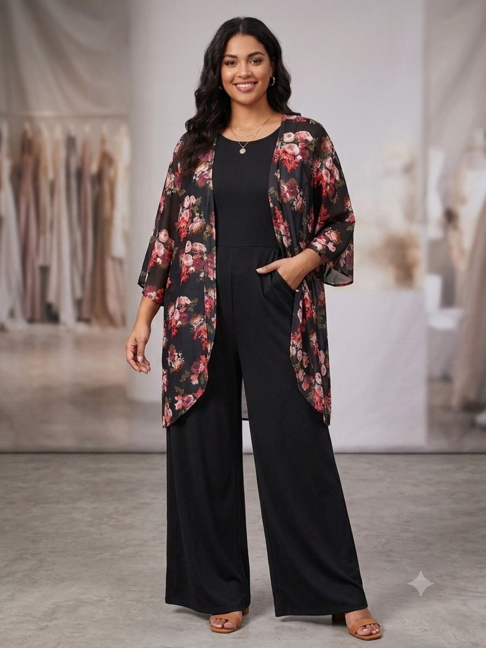 Floral Open-Front Kimono